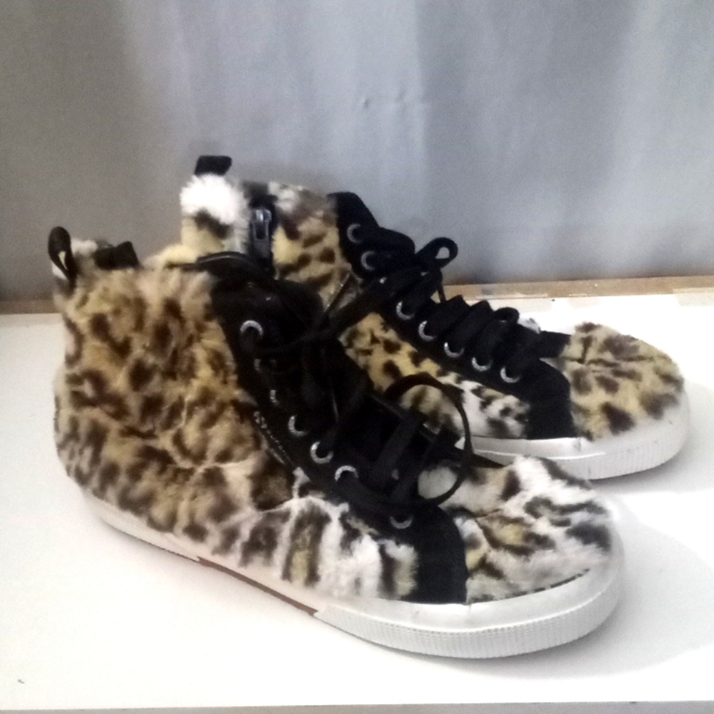 Jocelyn cheetah fur sneakers